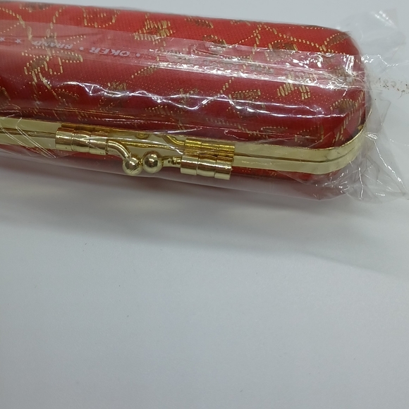 Red velour beaded clutch and lipstick holder. - Picture 11 of 11